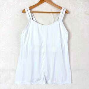 Juno Active Sleeveless Pullover Stretch Double Strap Tank Top Womens 1X White